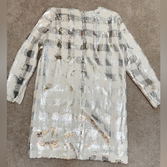 CAROLINA HERRERA Sequin Gingham Check Minidress w Long Sleeves - size 12 - NWT - Picture 13 of 15